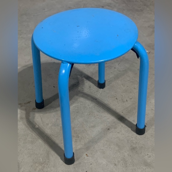 COPY - BLUE METAL STOOL - Picture 1 of 1